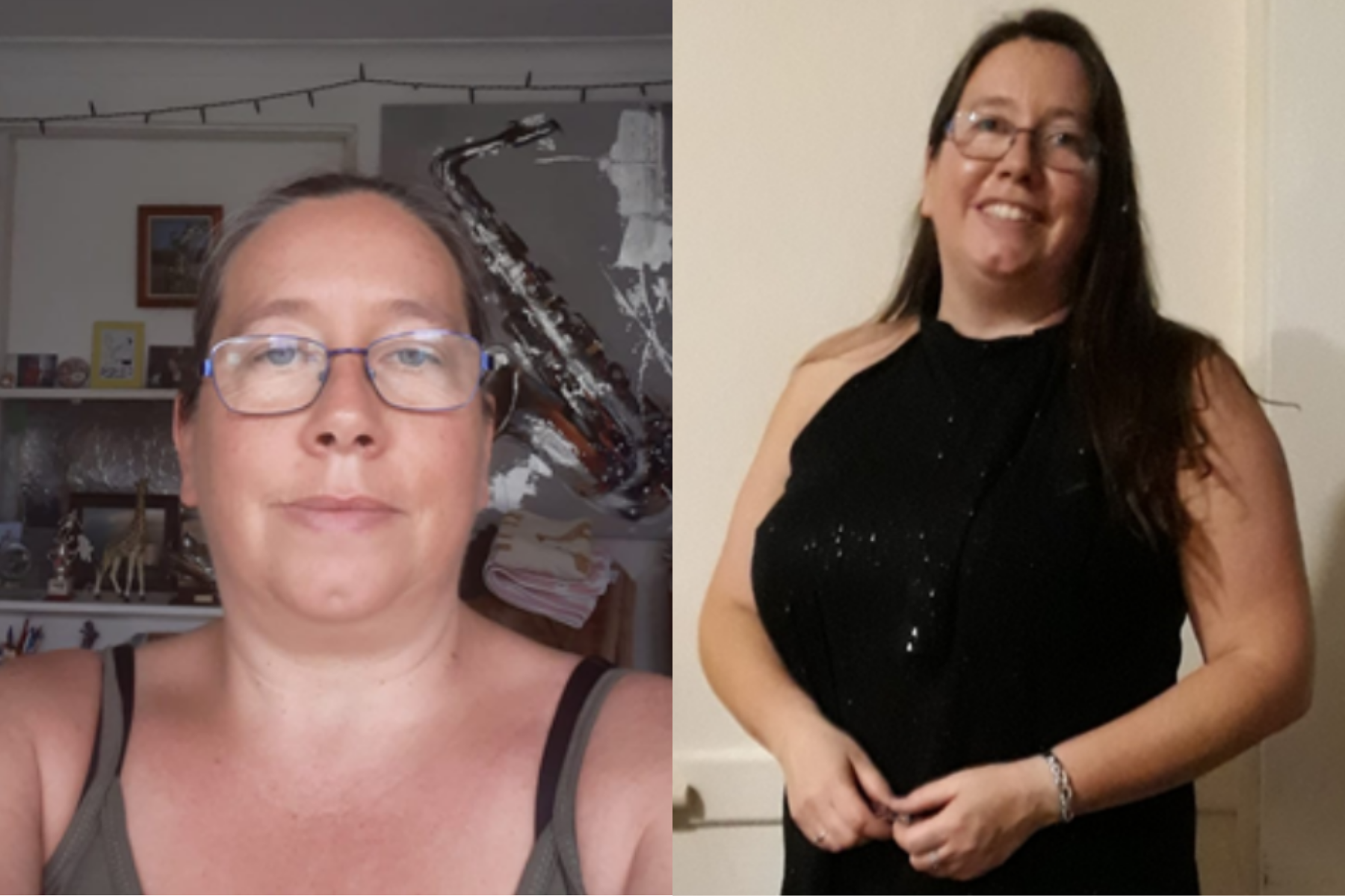 Before and after photos of Alison Holloway after taking part in FIT FANS