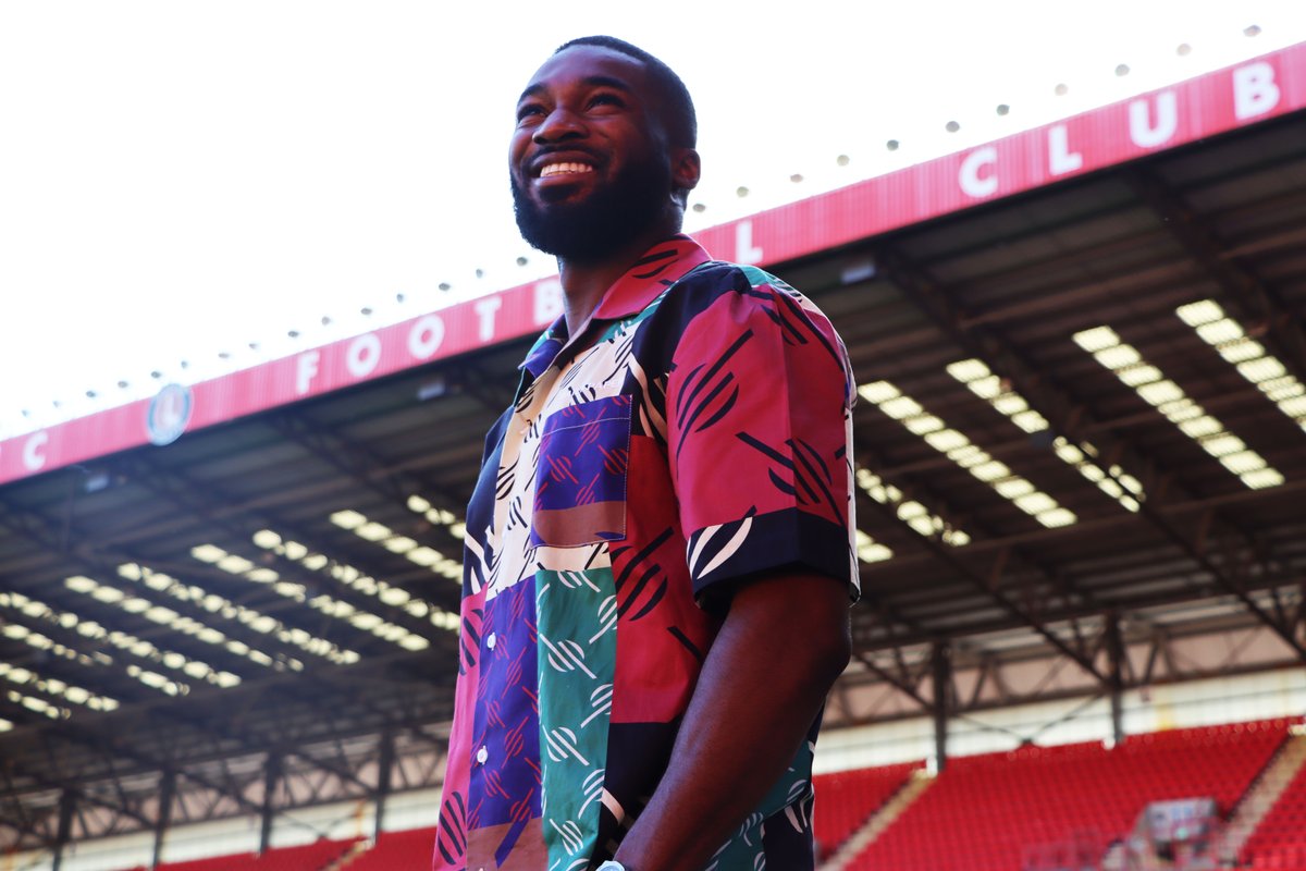 Mandela Egbo takes in his surroundings at The Valley after signing for Charlton