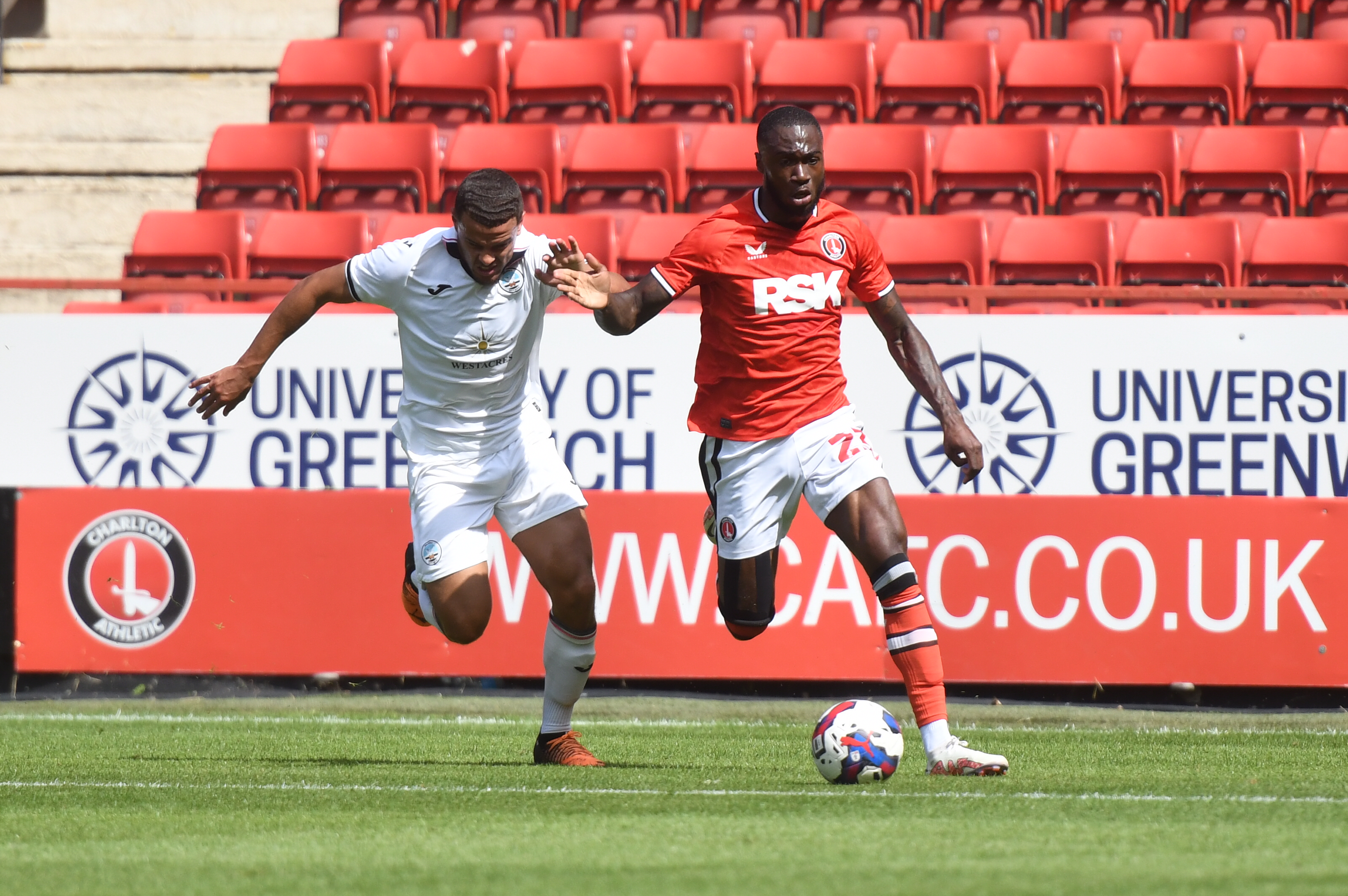 Corey Blackett-Taylor in action against Swansea City at The Valley