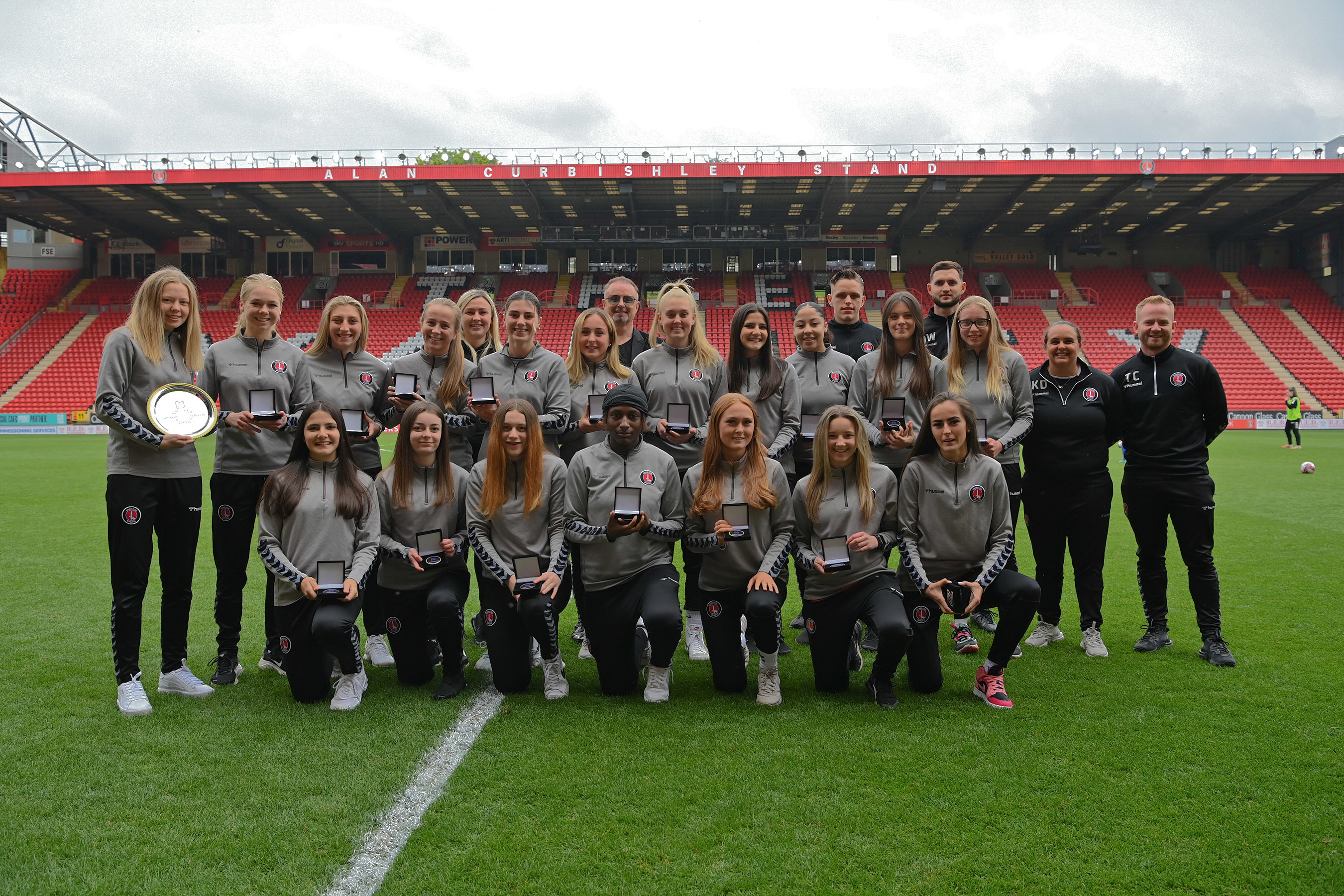 Charlton women's U21s side pictured celebrating at The Valley
