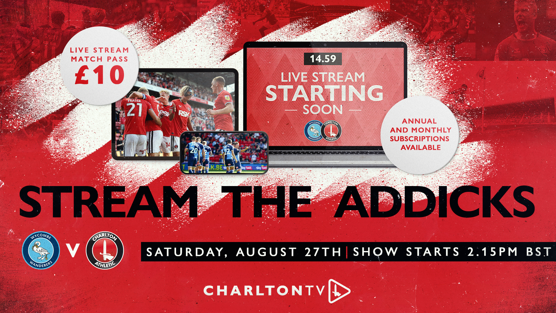 LIVE STREAM Watch Wycombe v Charlton overseas Charlton Athletic Football Club