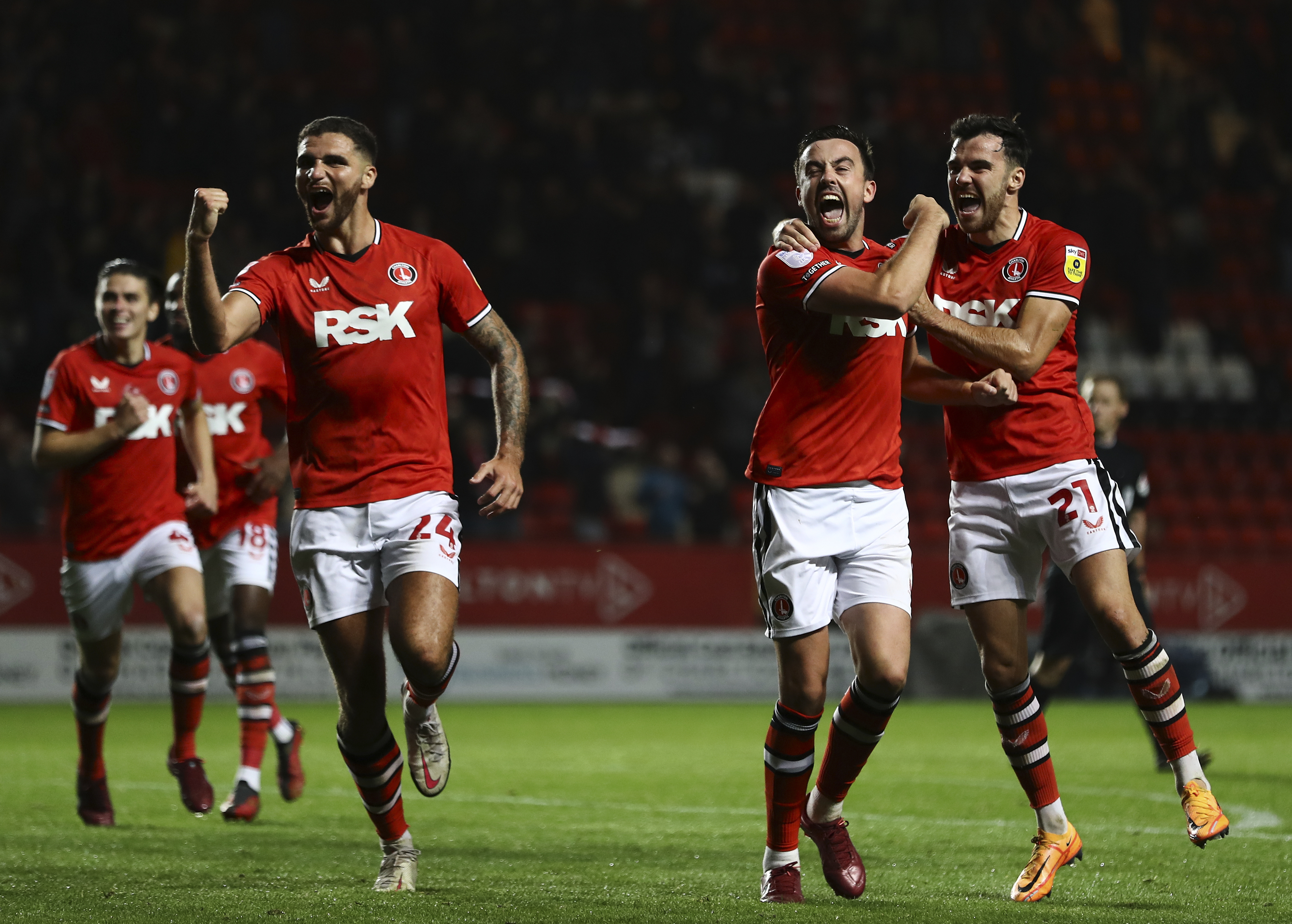 Ryan Inniss, Eoghan O'Connell and Scott Fraser celebrate