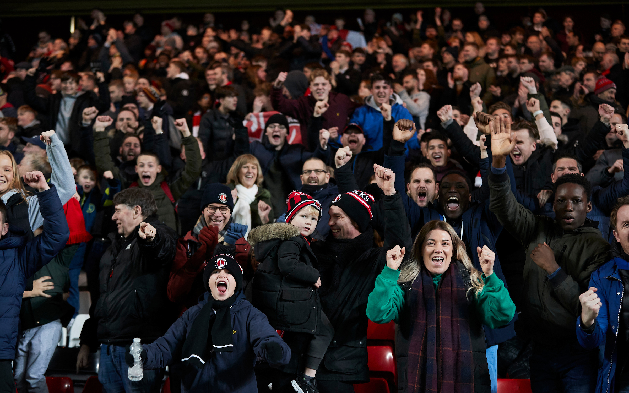 Charlton fans celebrate