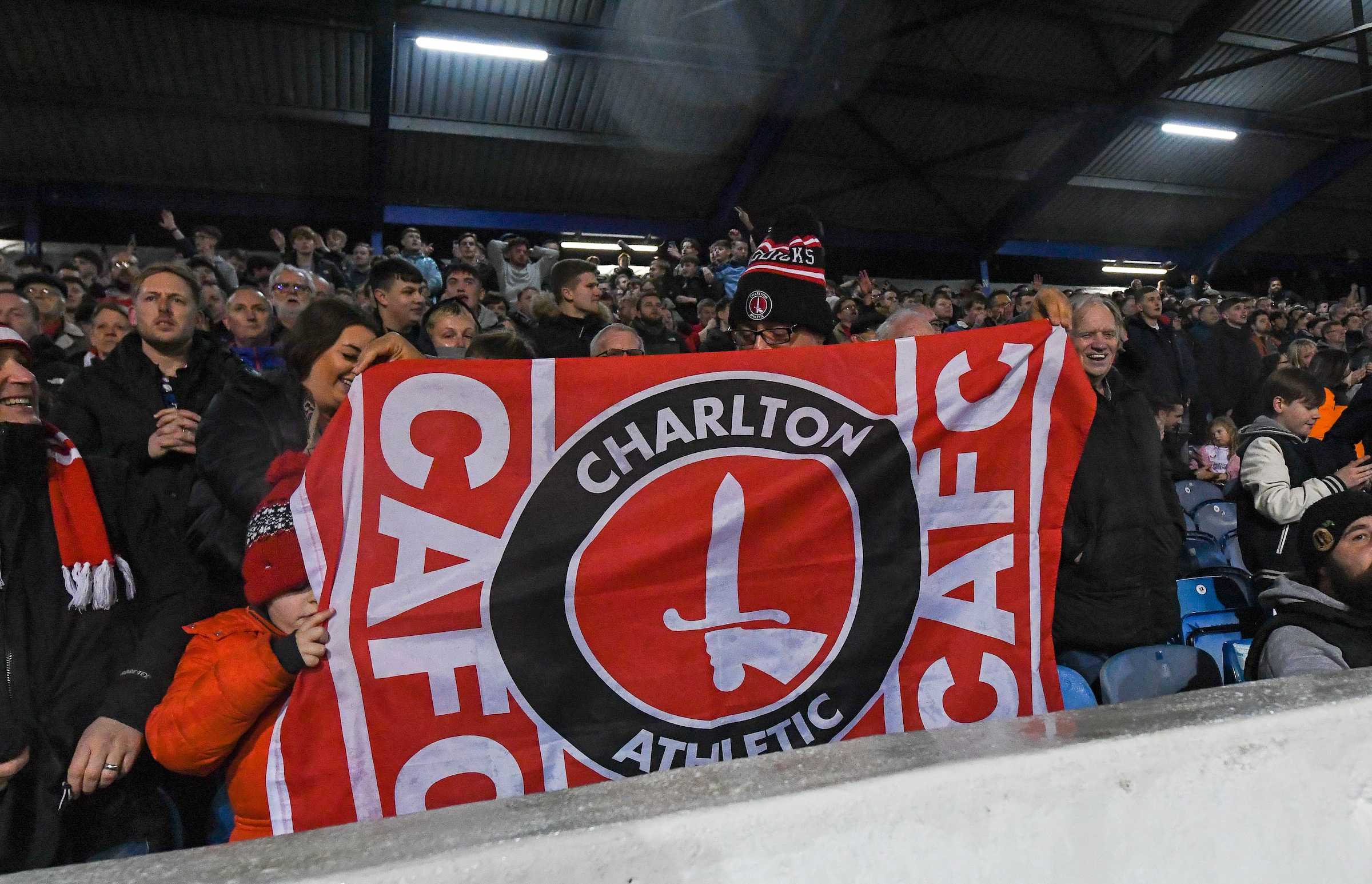 Charlton fans celebrate at Portsmouth