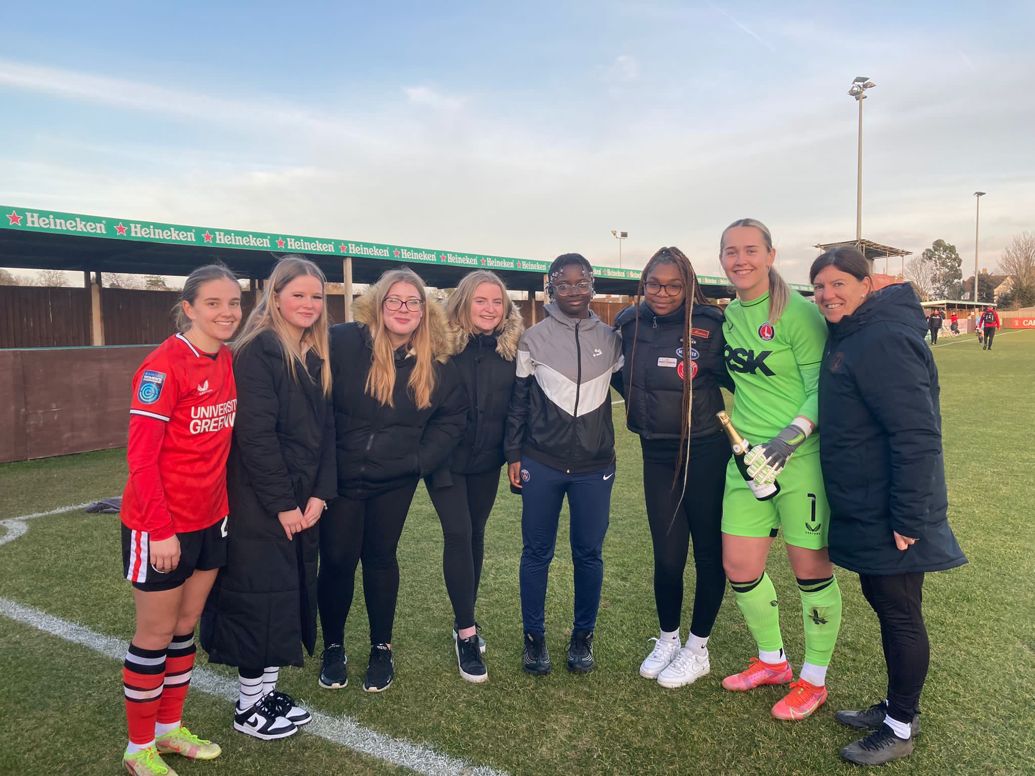 Charlton Athletic Women players with our volunteers