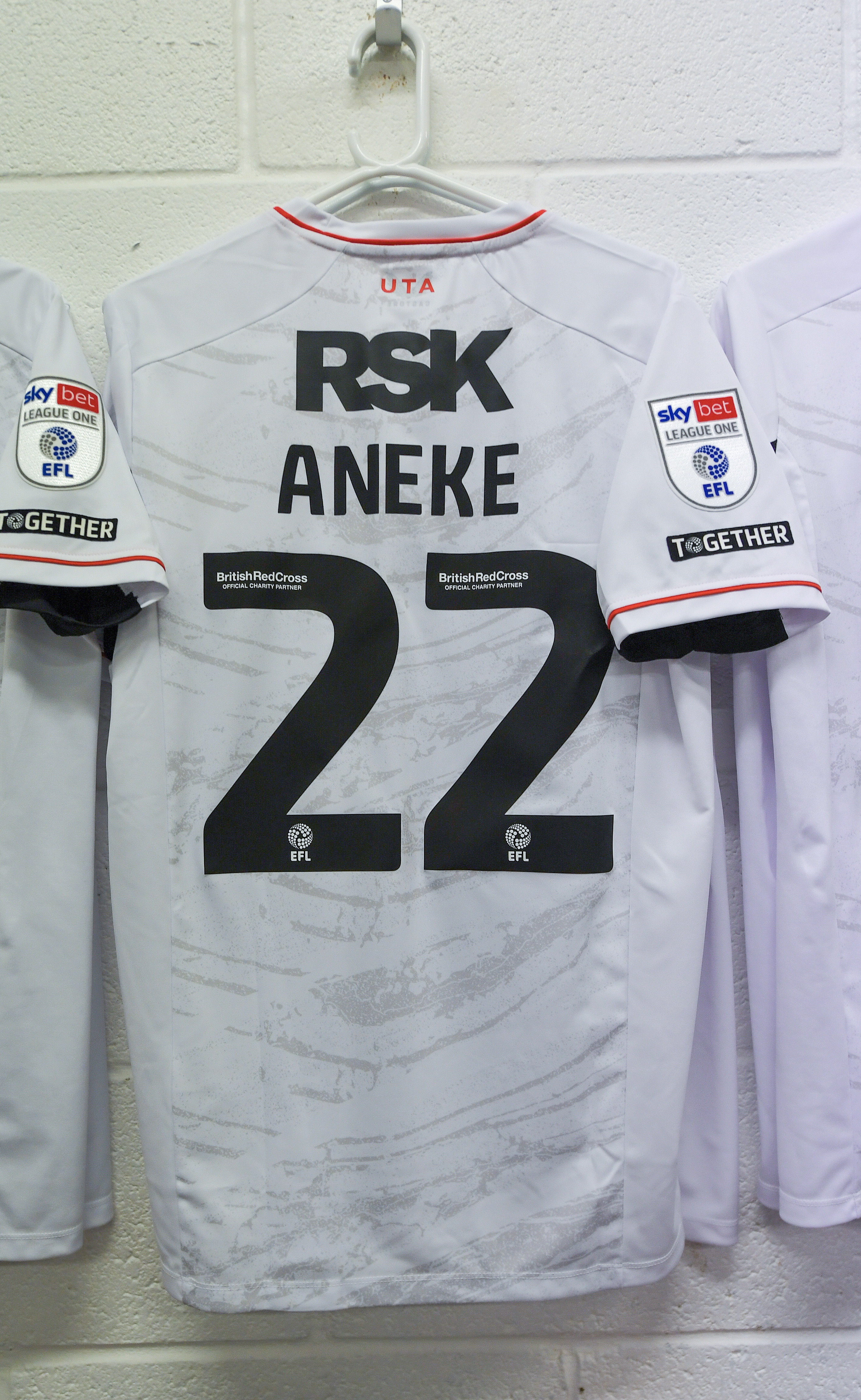 Chuks Aneke's number 22 shirt in the Charlton dressing room