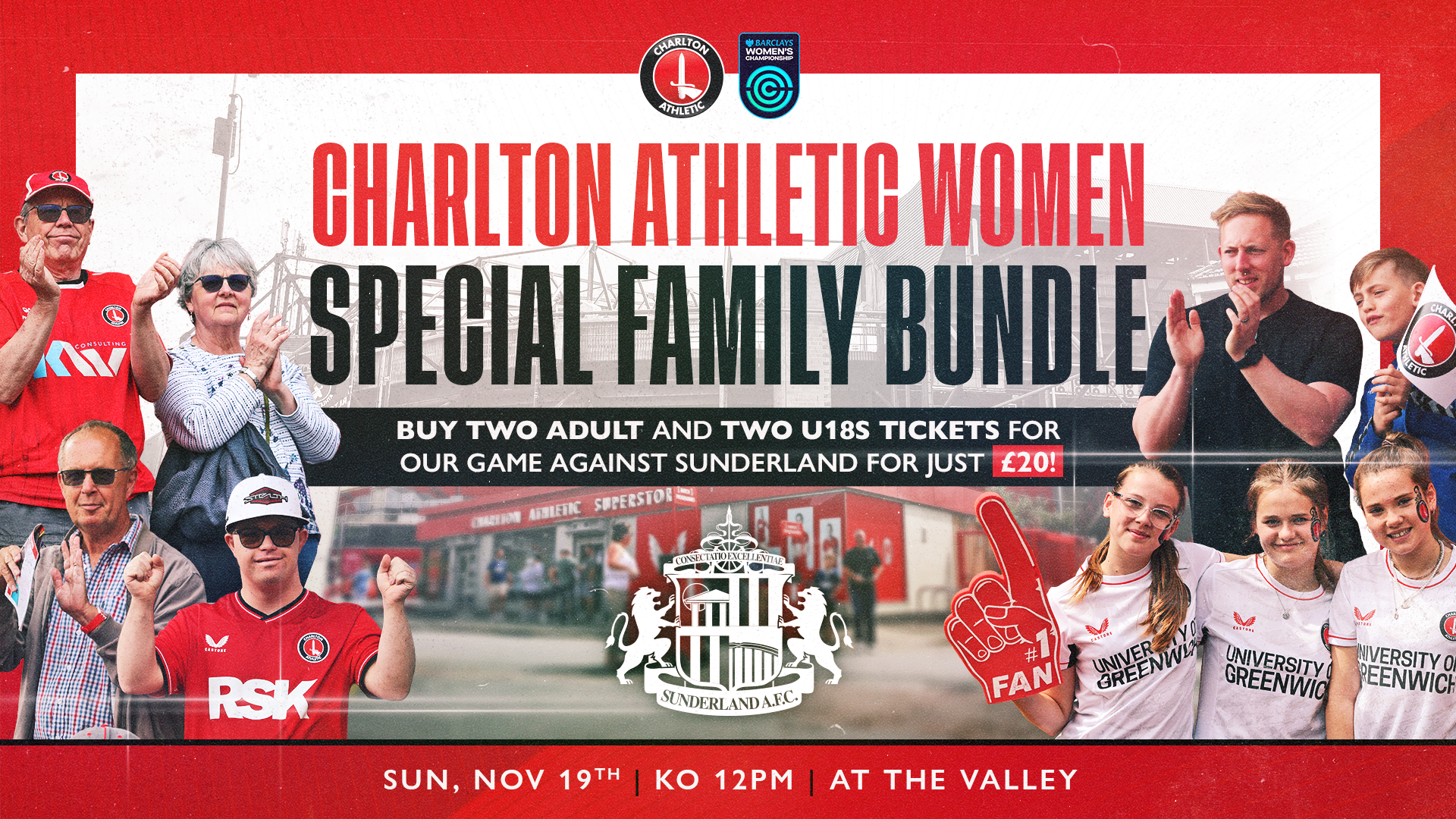 Charlton vs Sunderland family bundle 