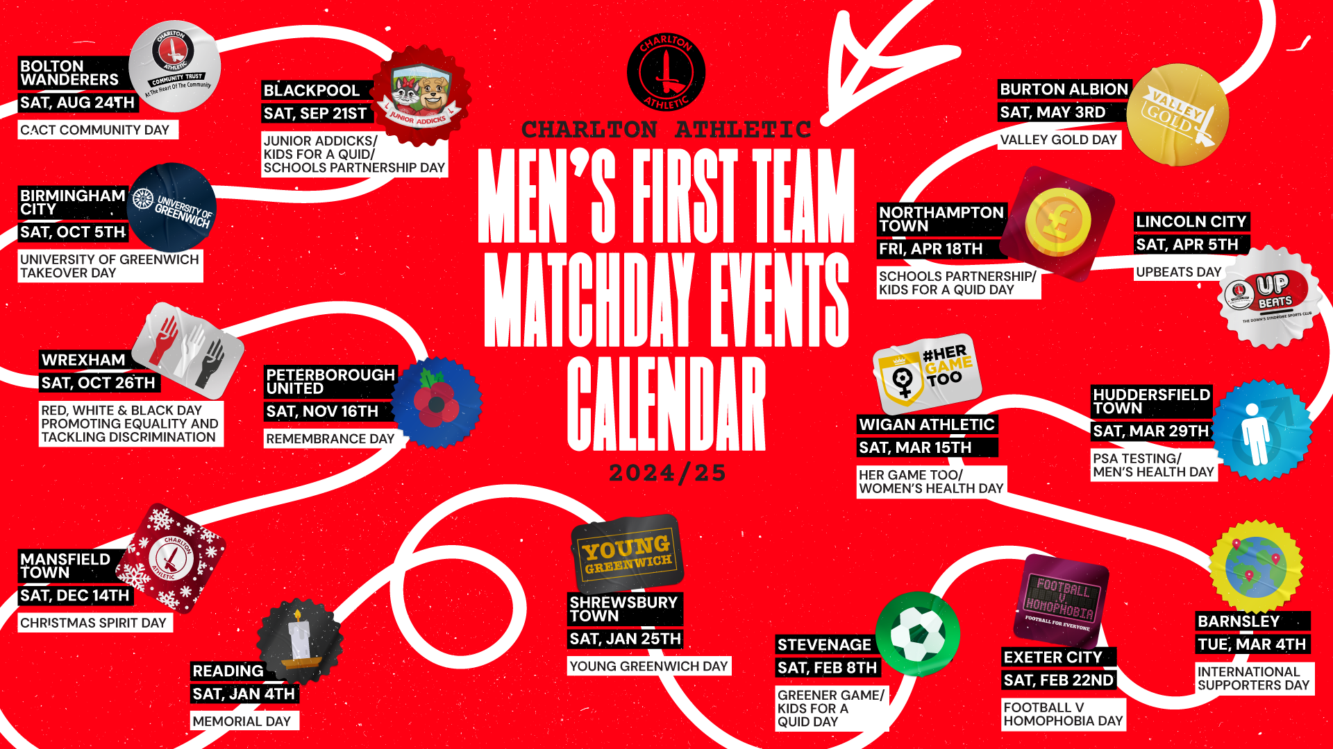 2024/25 Men's First Team Themed Matchday Events Calendar