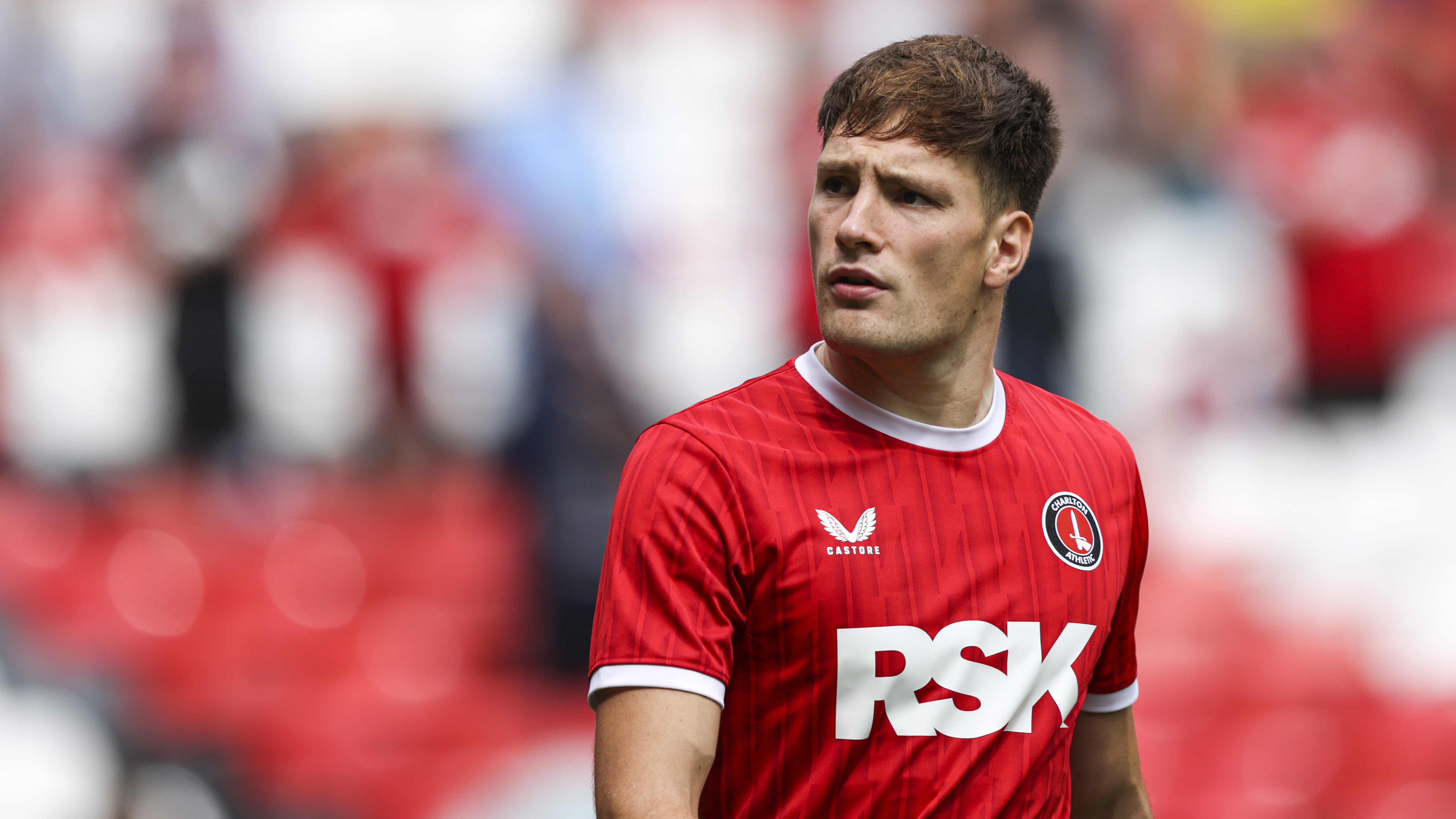 Josh Edwards playing against Portsmouth at The Valley.