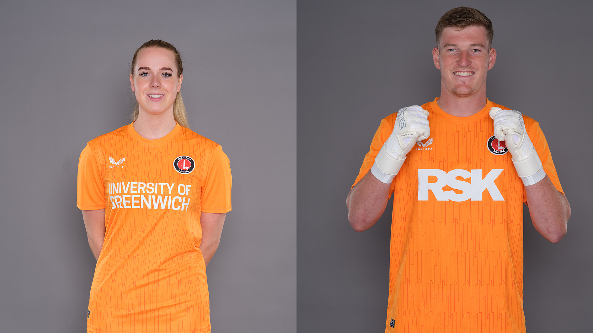 Will Mannion and Jessica Gray in the 2024/25 third kit.