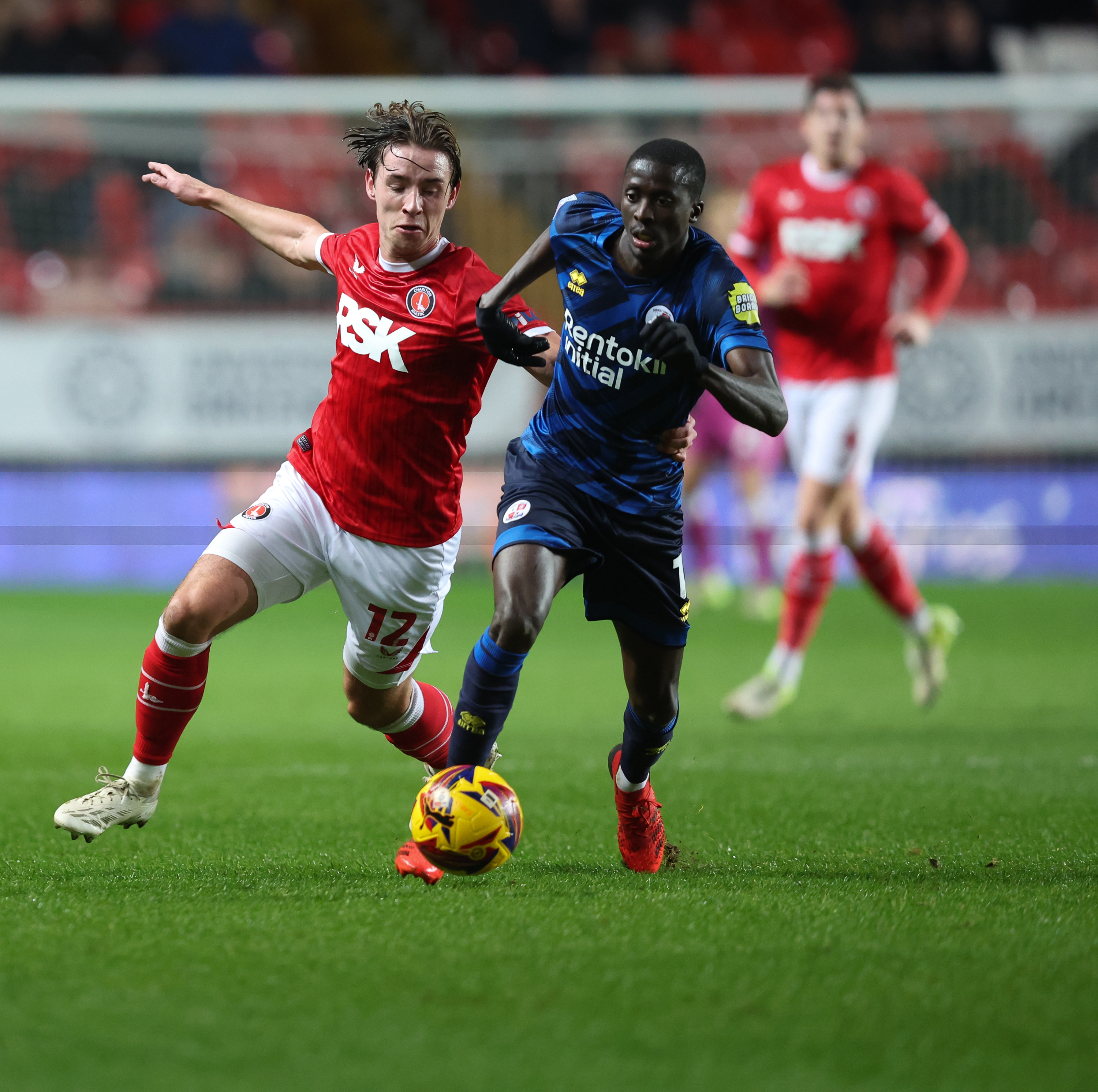 Terry Taylor battles for the ball