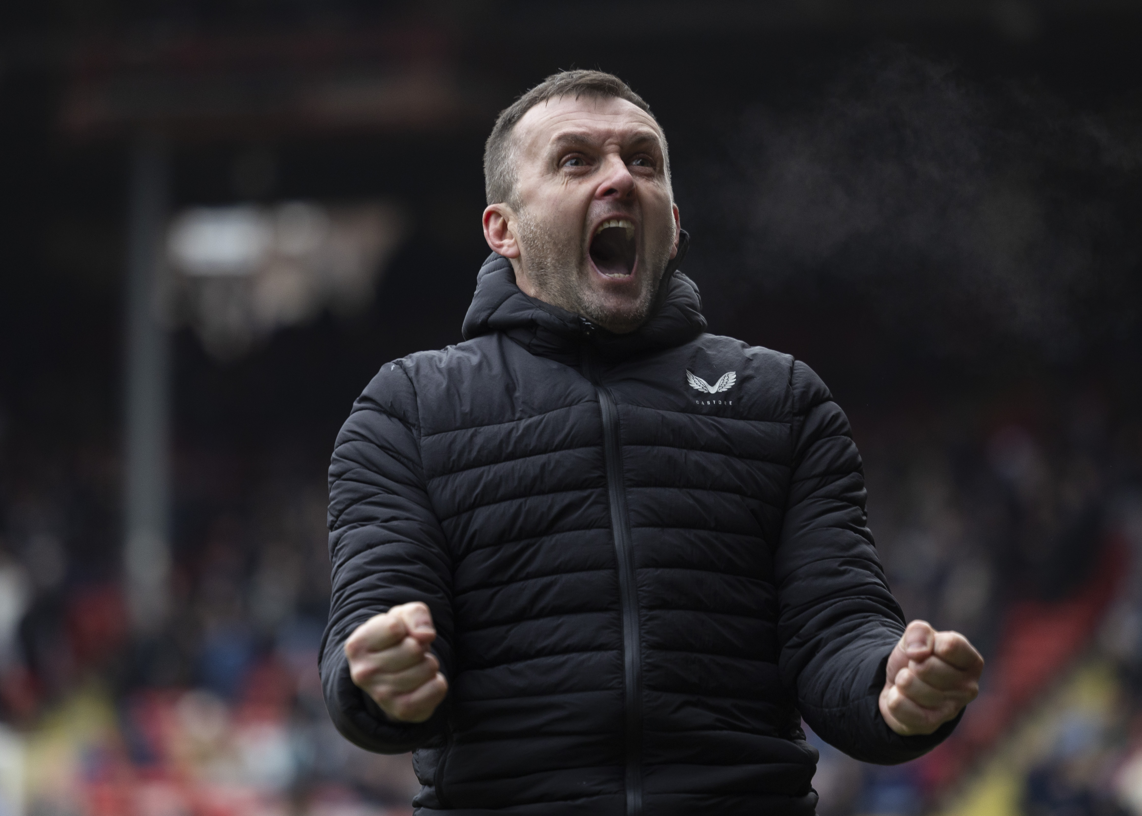 Nathan Jones celebrates