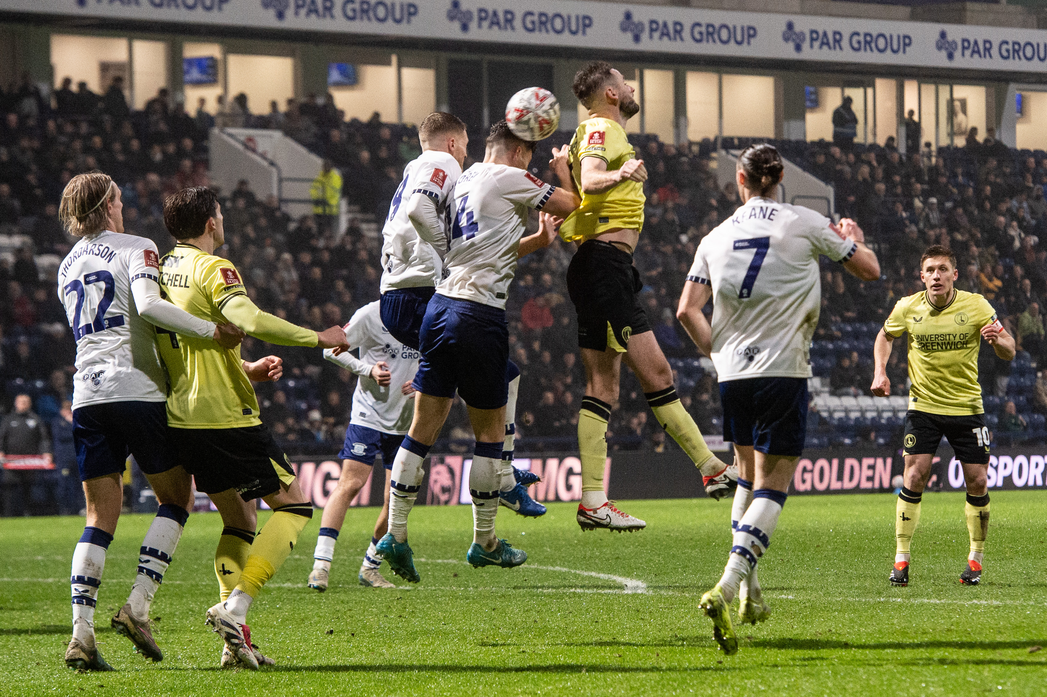 Charlton battle for the ball