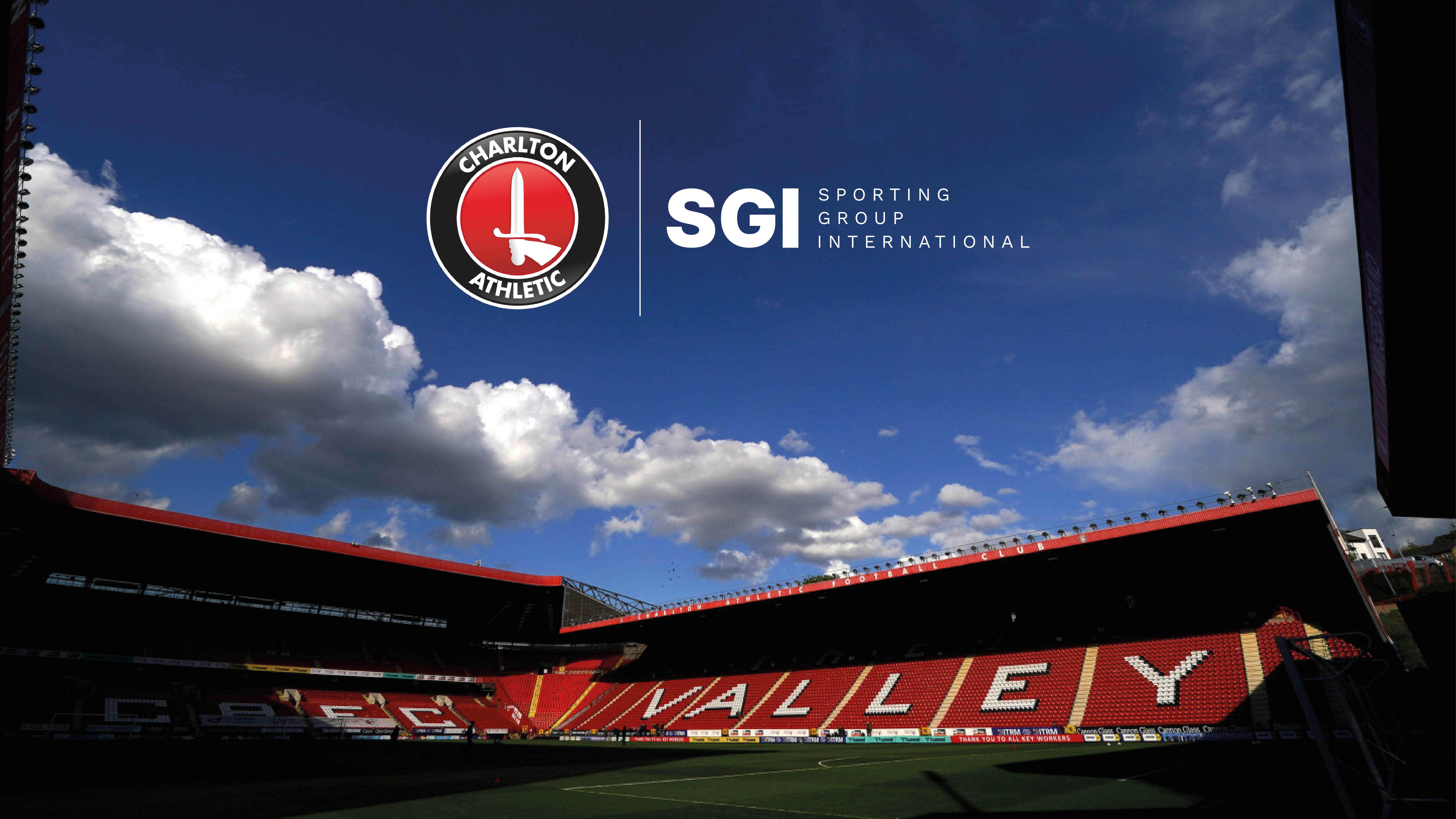 Charlton and SGI logos at The Valley