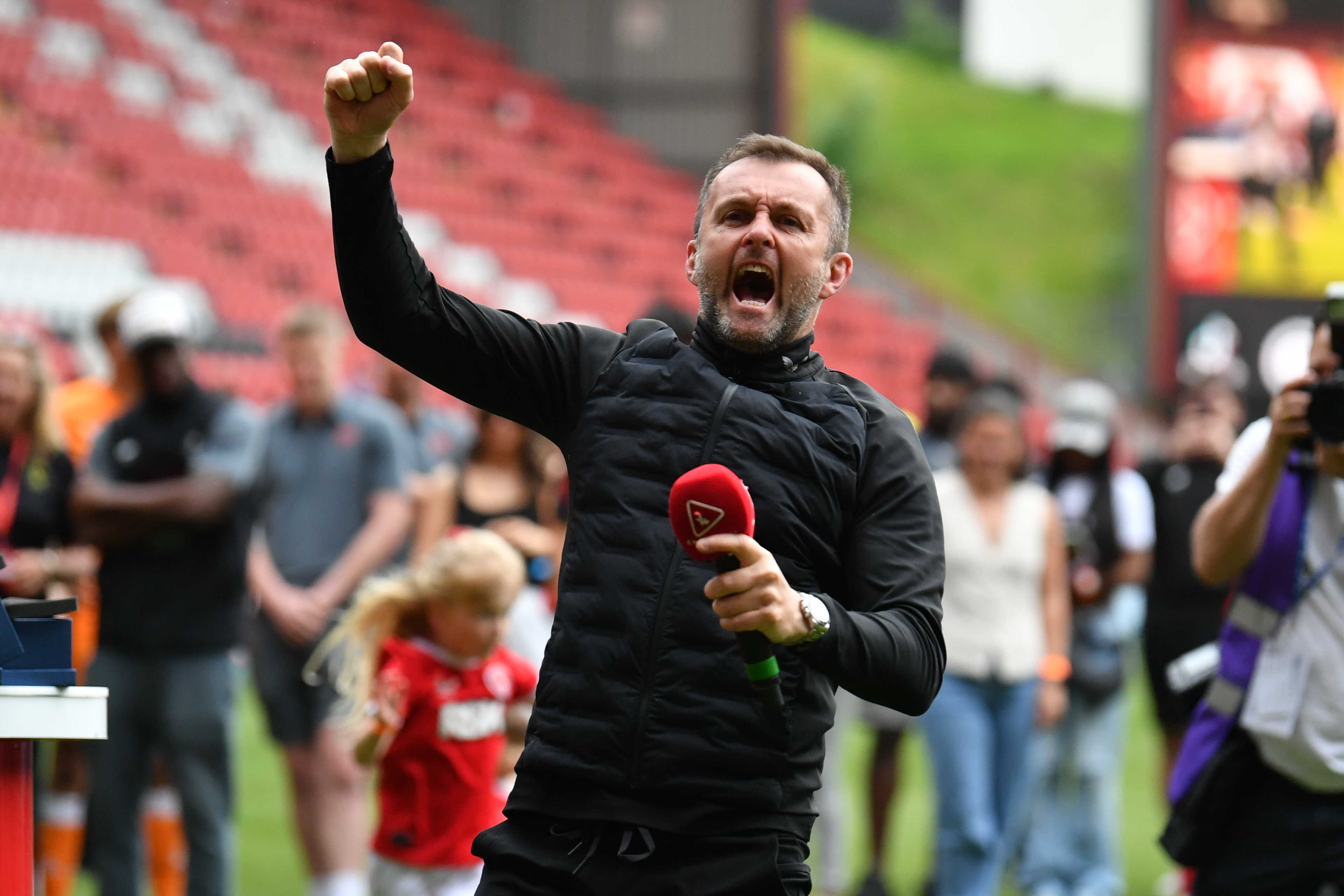 Nathan Jones celebrates