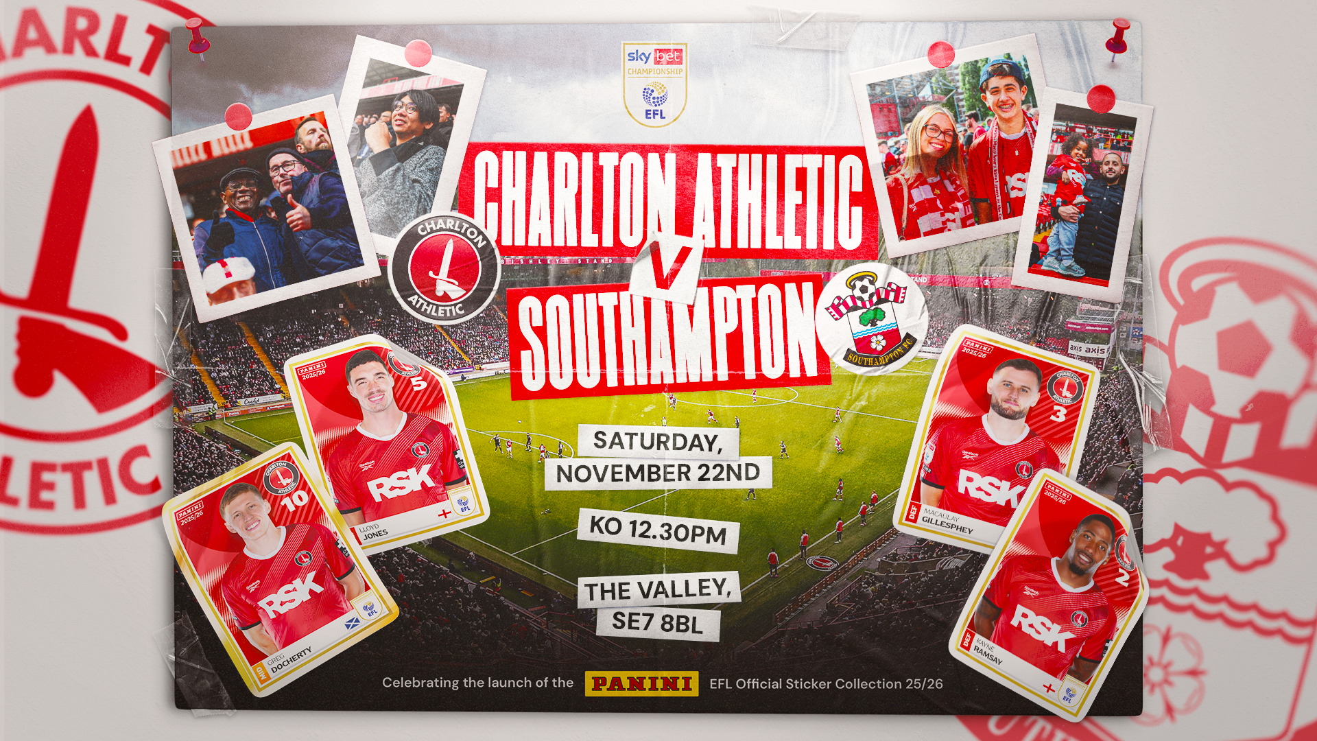 Match graphic for Charlton v Southampton