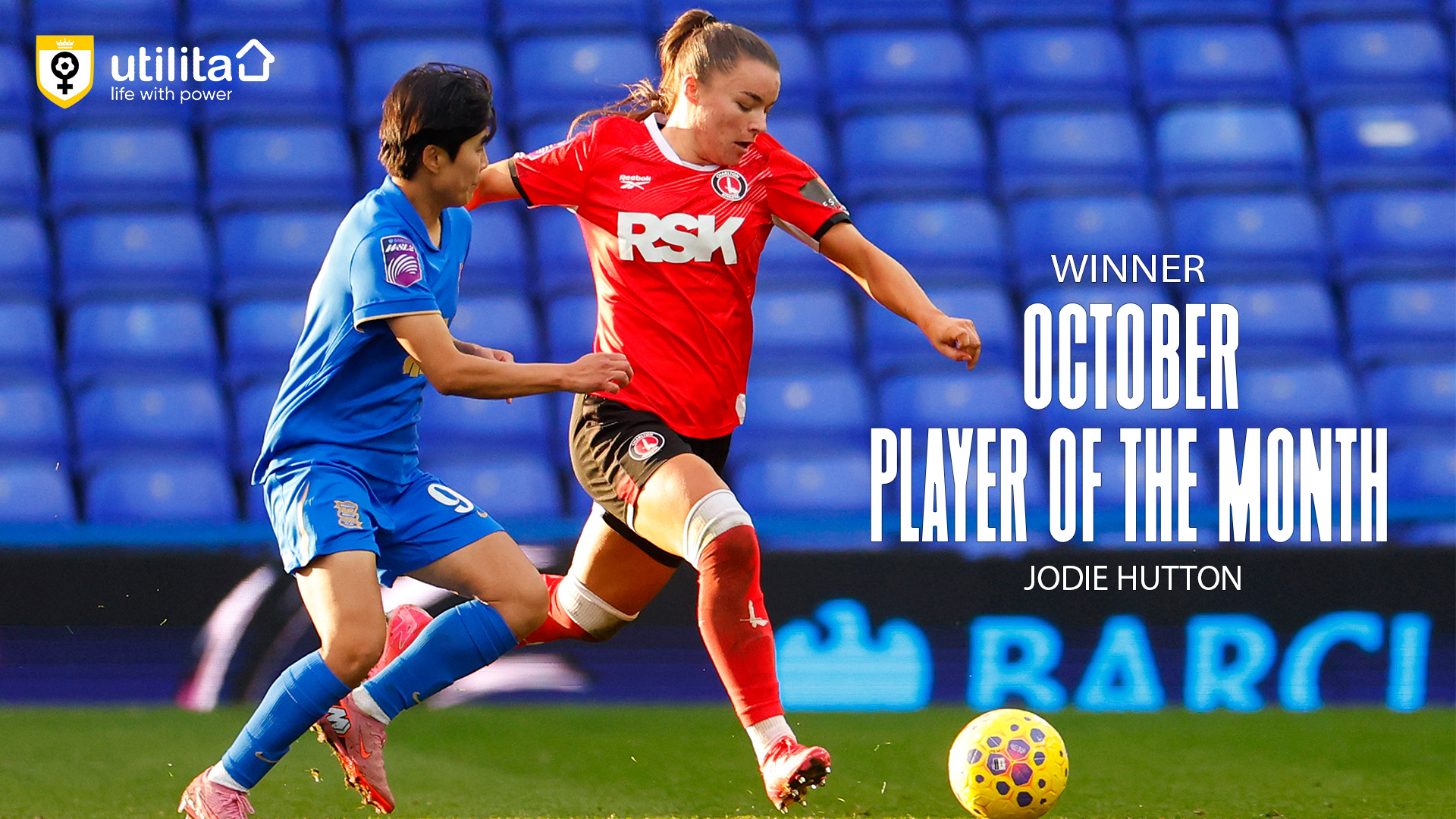 Jodie Hutton Her Game Too x Utilita Player of the Month Winner