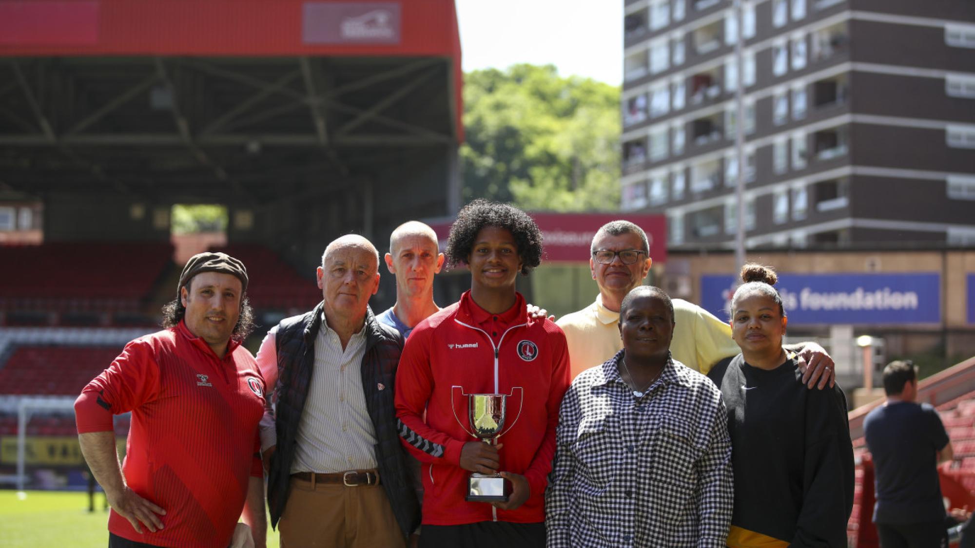 Henry Rylah receives the inaugural Steve Clarke Trophy at The Valley