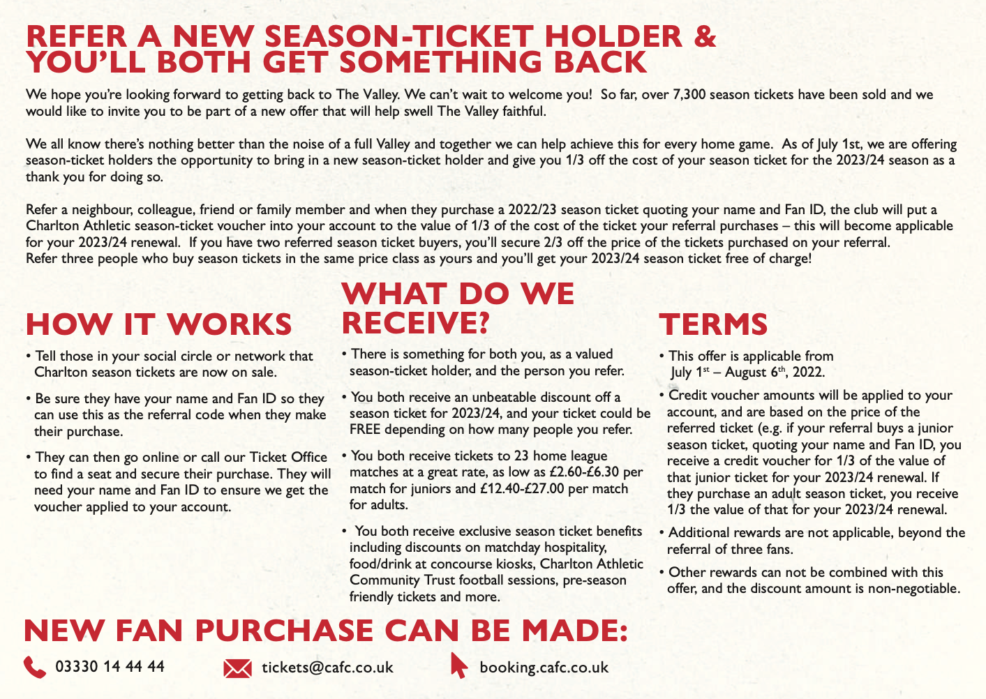 2022/23 season ticket referral offer