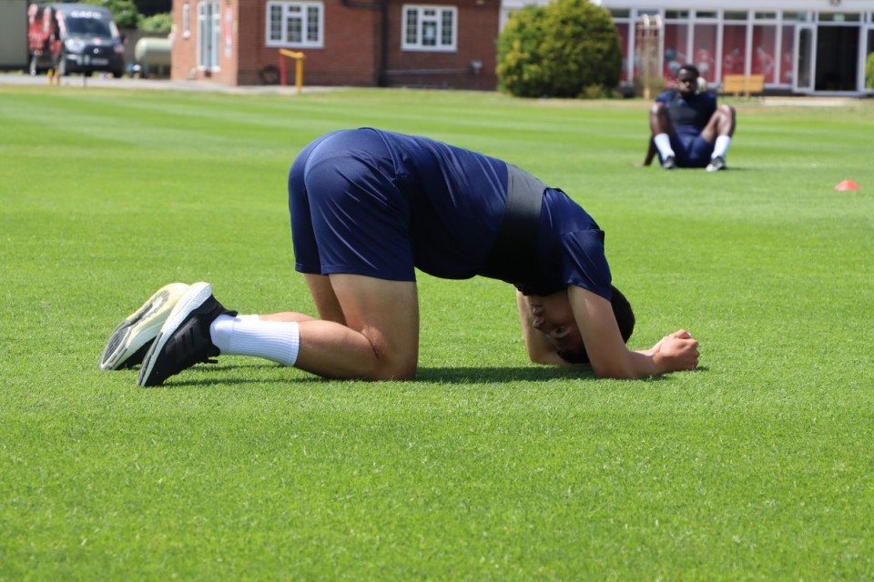Albie Morgan stretches