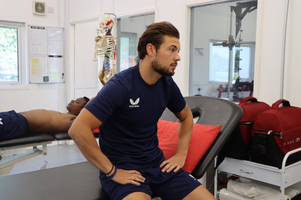 Jake Forster-Caskey pictured on the physio bed for pre-season testing