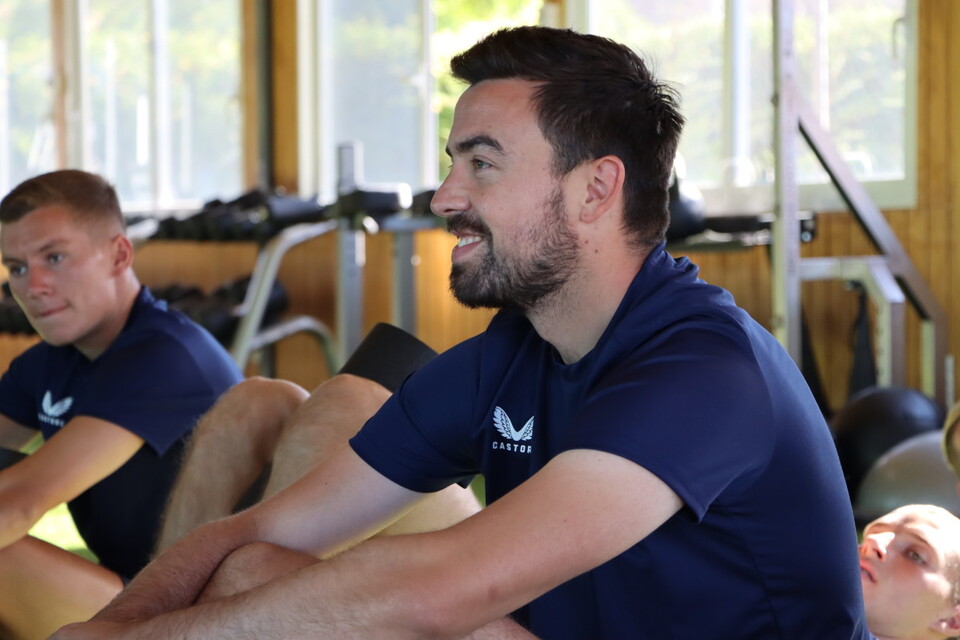 New signing Eoghan O'Connell smiles in the gym