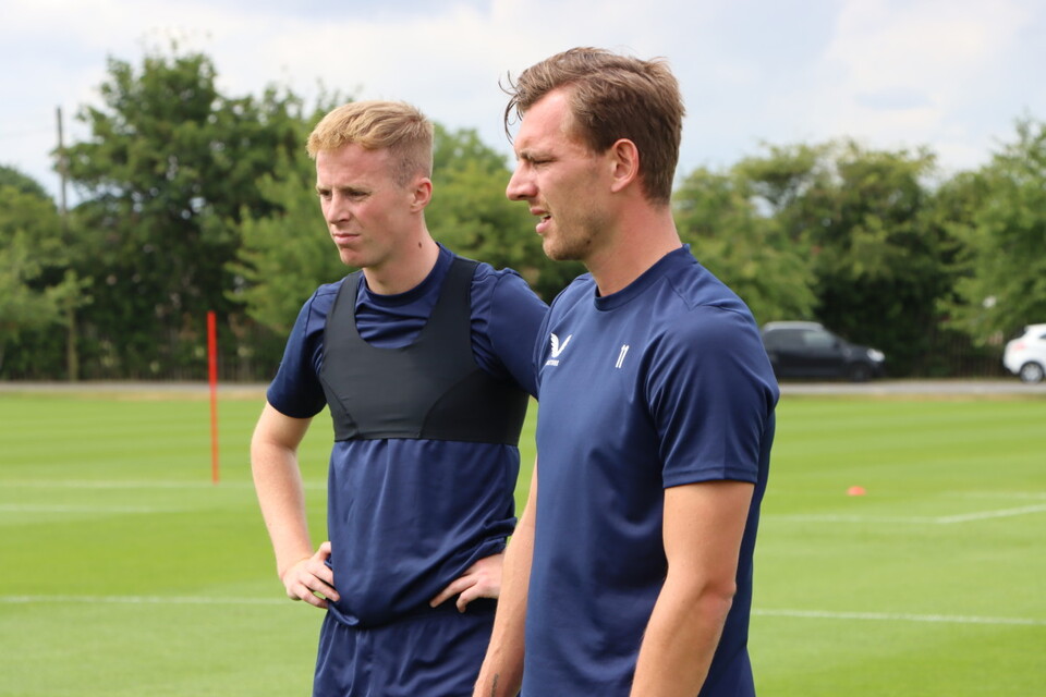Alex Gilbey and Charlie Kirk in pre-season training