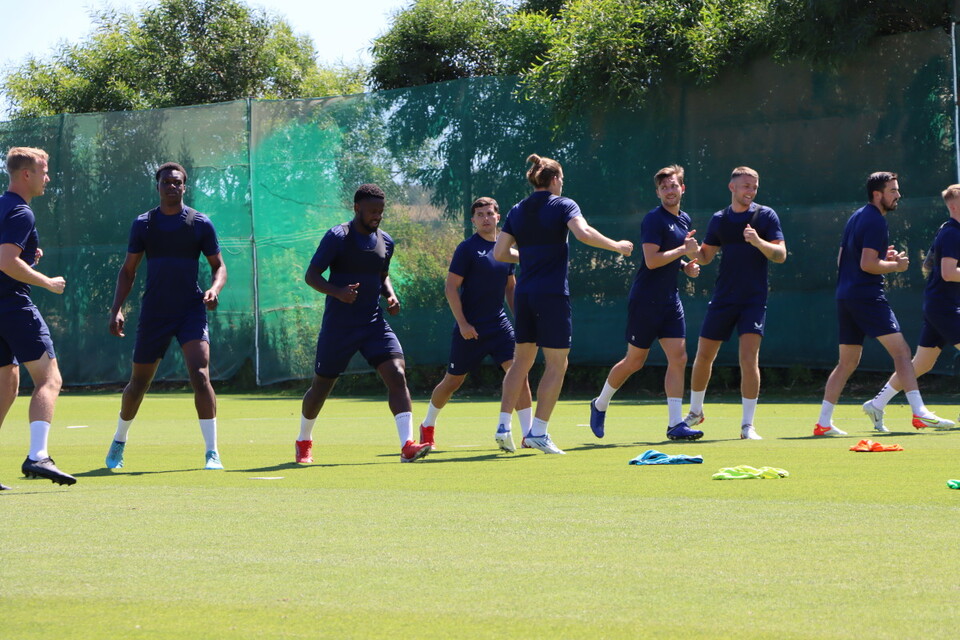 The Addicks squad warming up in Estepona
