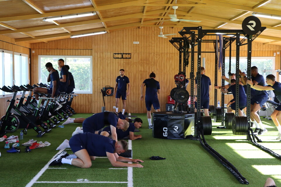 The Addicks squad hard at work in the gym