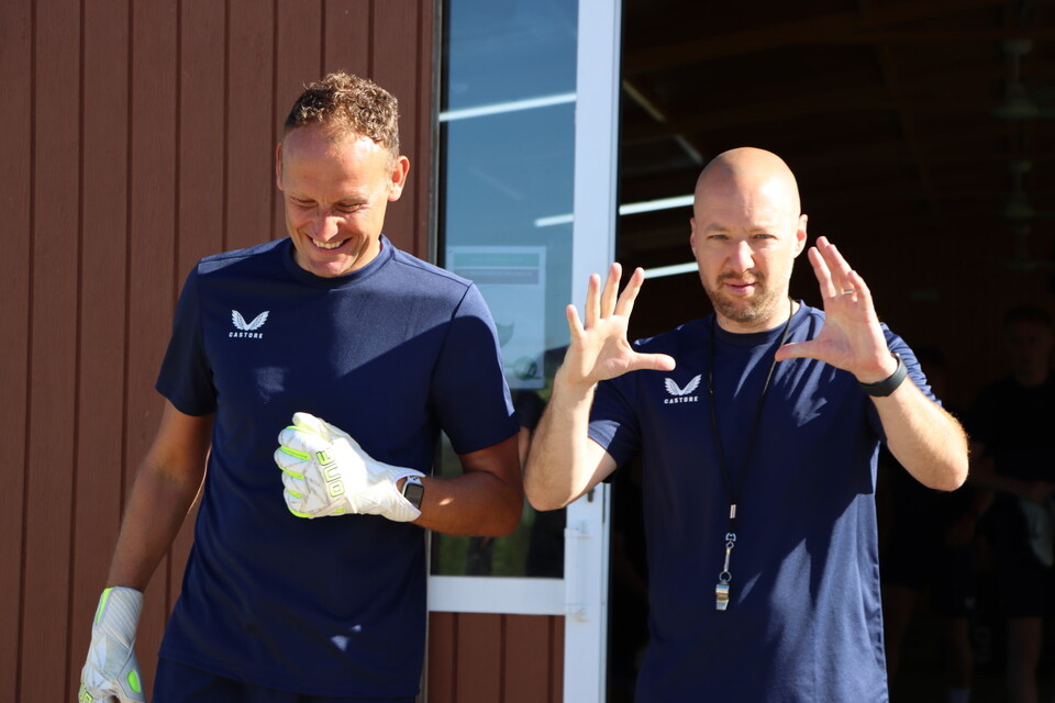 Glyn Shimell and Ben Garner having fun ahead of pre-season training