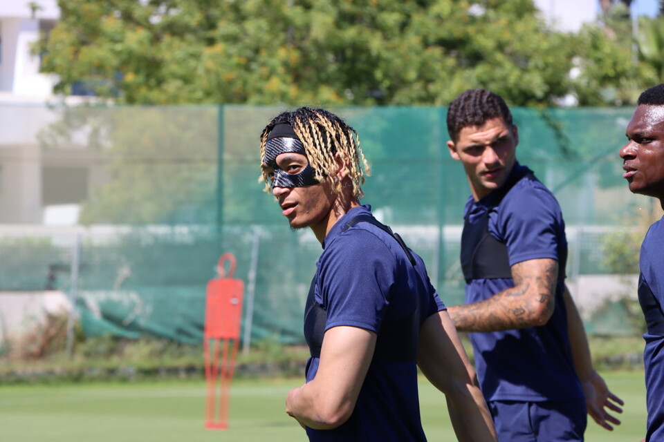 Sean Clare looks on during pre-season training