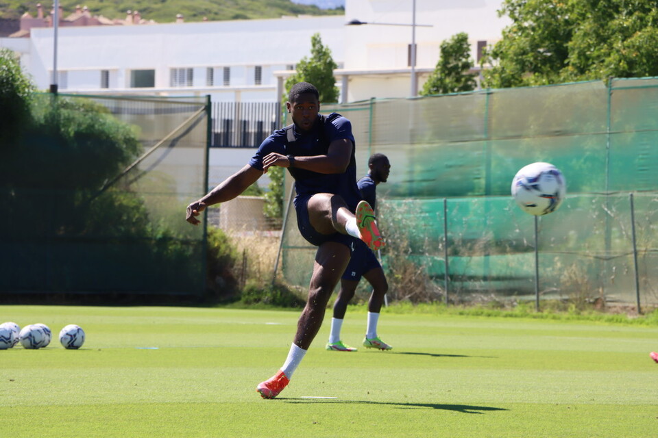 Chuks Aneke goes for goal