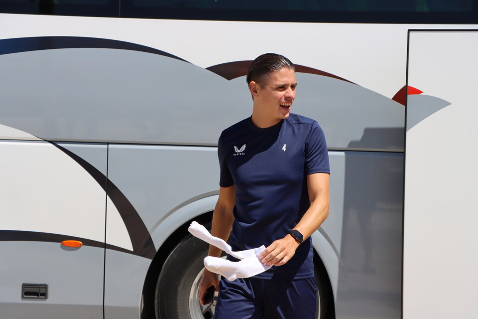 George Dobson walking back to the team's hotel