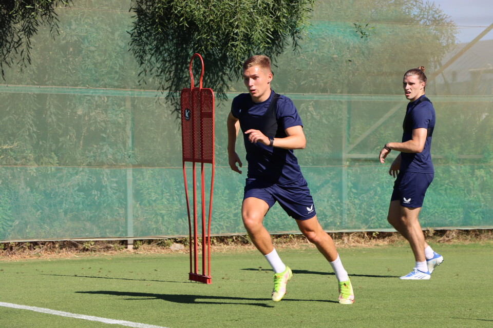 Charles Clayden in action during pre-season training