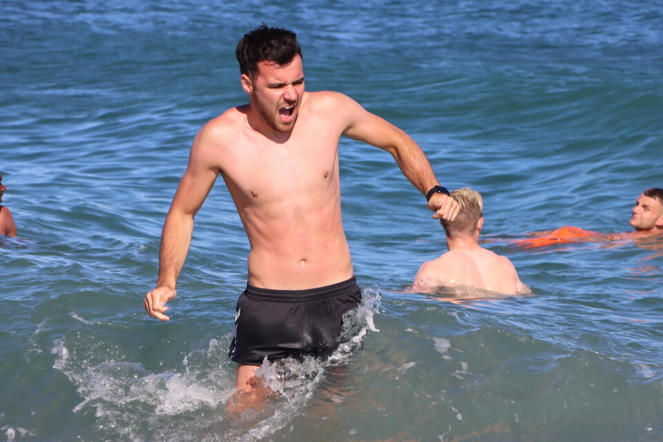 Scott Fraser feels the cold in the sea!