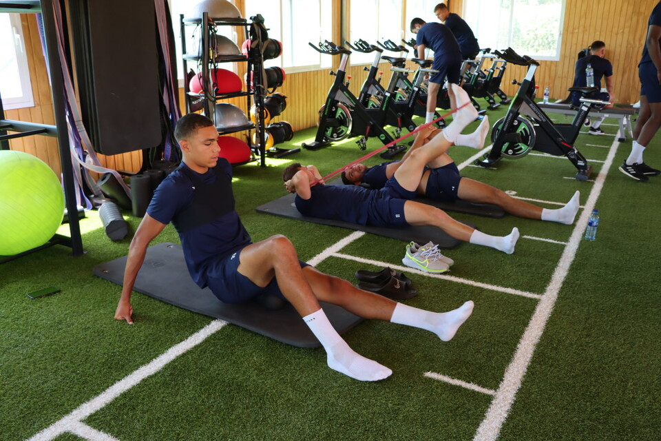 The Addicks squad hard at work in the gym