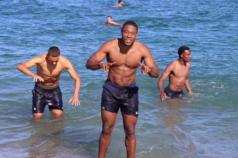 Chuks Aneke poses for the camera in the Spanish sea