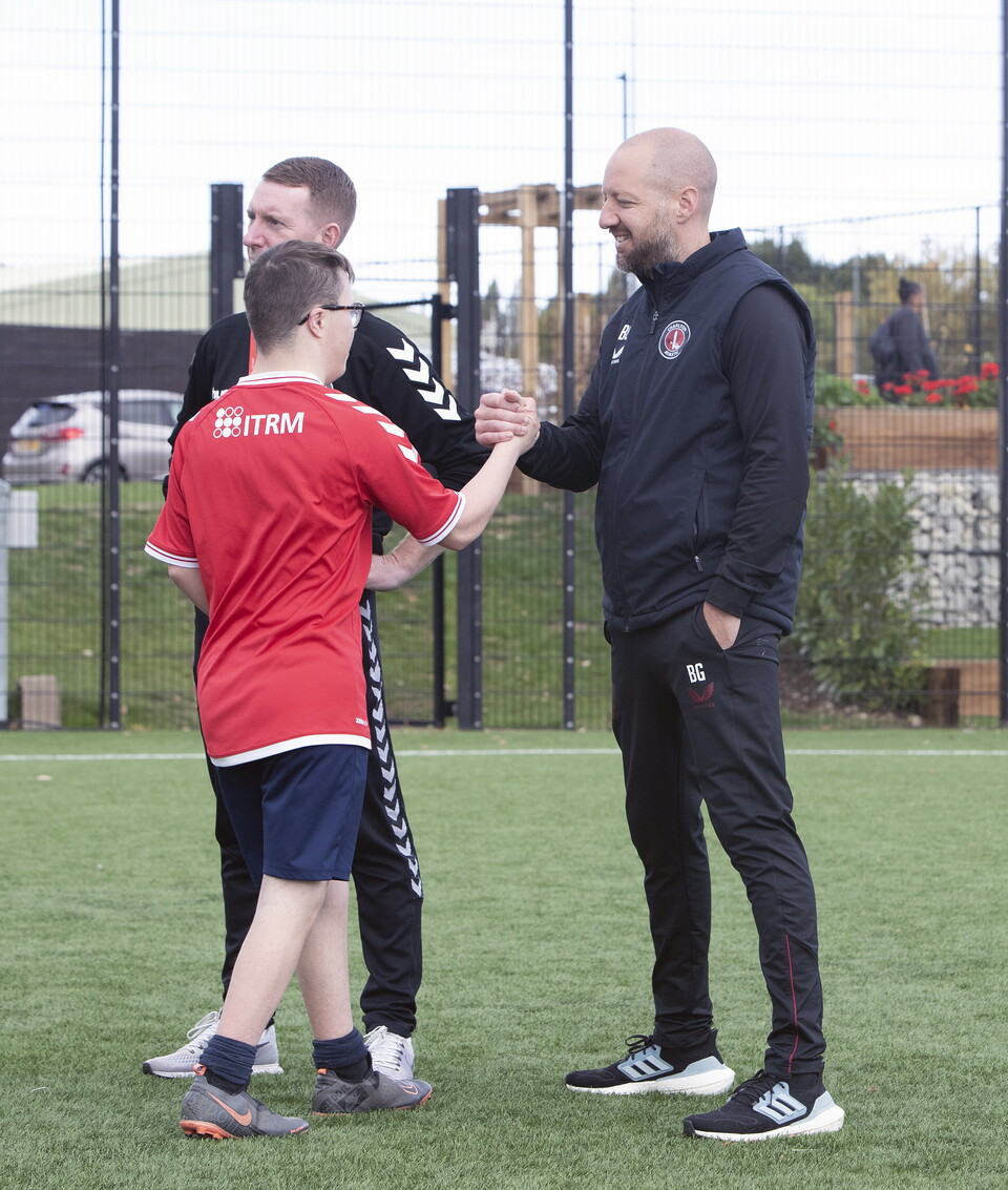 Charlton players meet the Upbeats