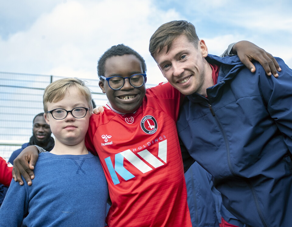 Charlton players meet the Upbeats