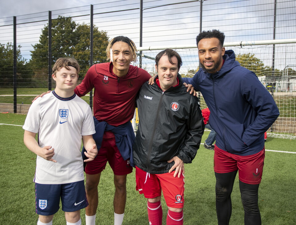 Charlton players meet the Upbeats