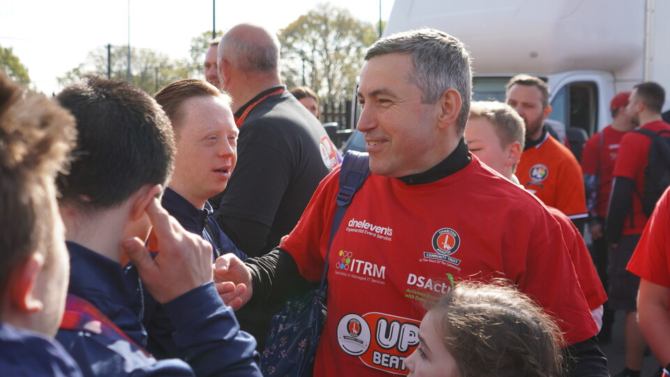 Dave White greeting the Upbeats