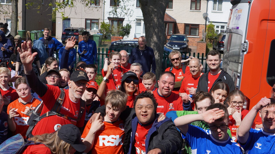 Group of walkers at halfway point