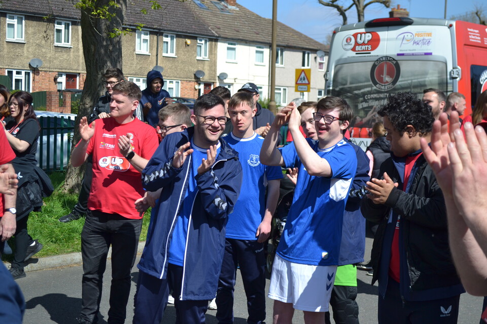 Everton's team celebrating walkers