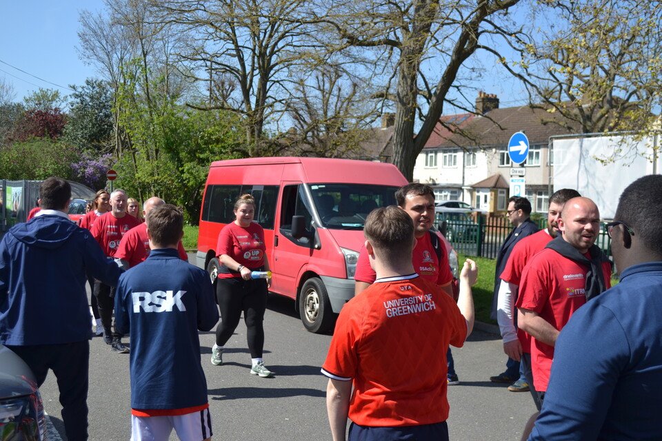 Walkers arriving at halfway point