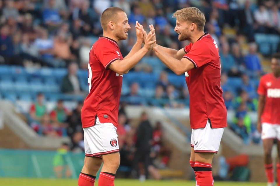 Jack Payne and Alfie May celebrate