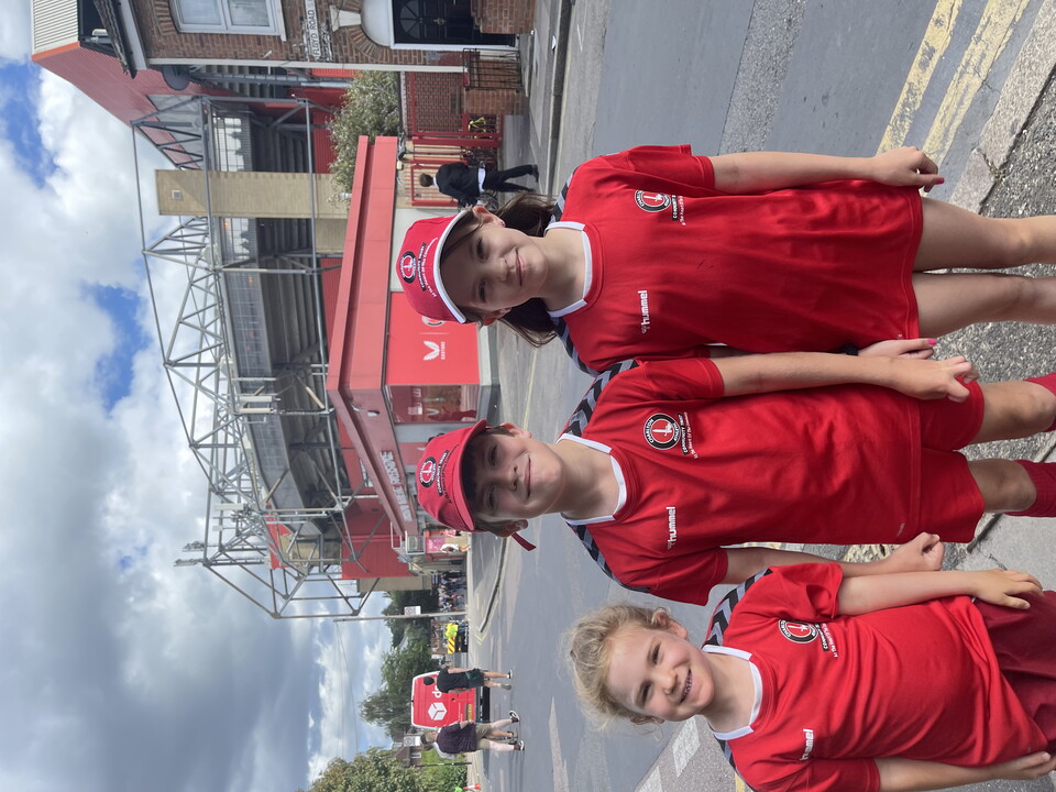 Young fans outside The Valley