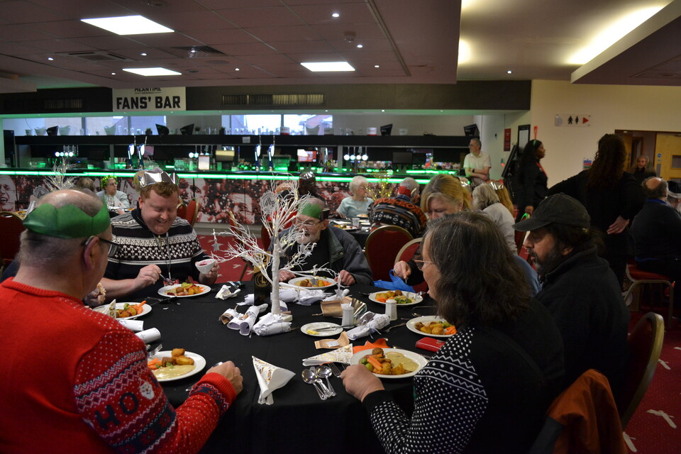 Eating their Christmas dinner