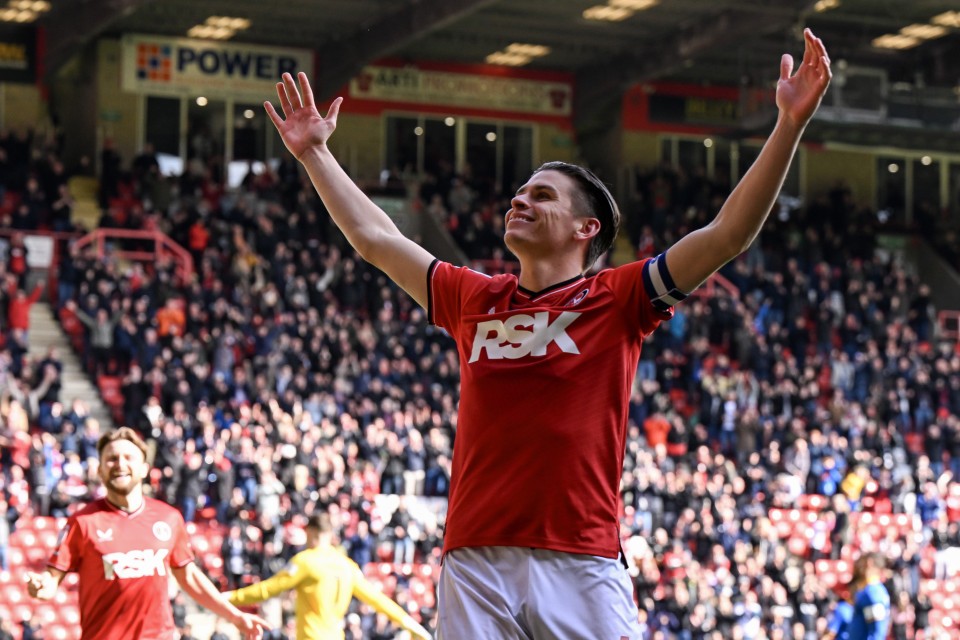 George Dobson celebrates