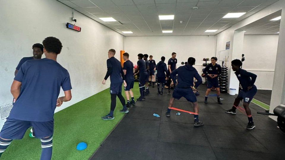 Charlton's U18s on their pre-season camp in Hertfordshire.