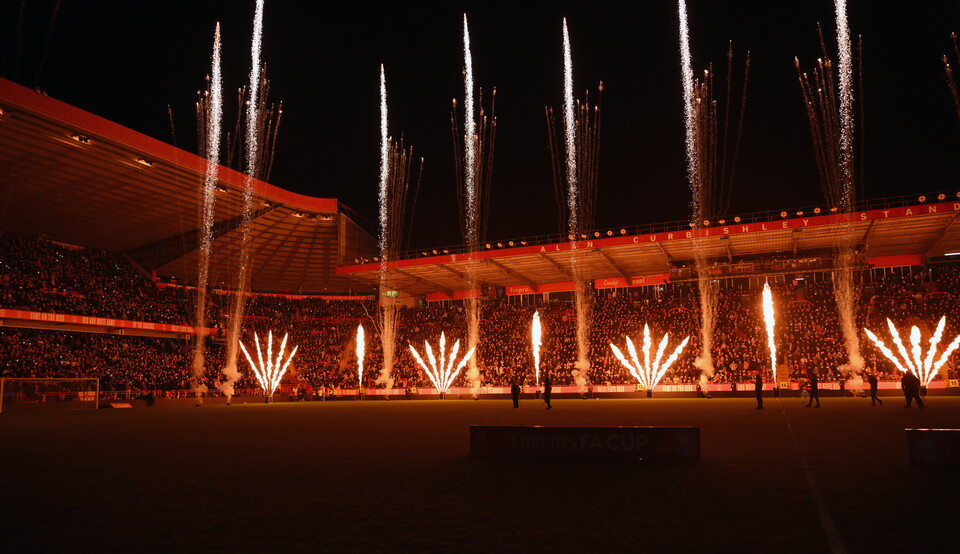 Pre-match pyrotechnics at The Valley